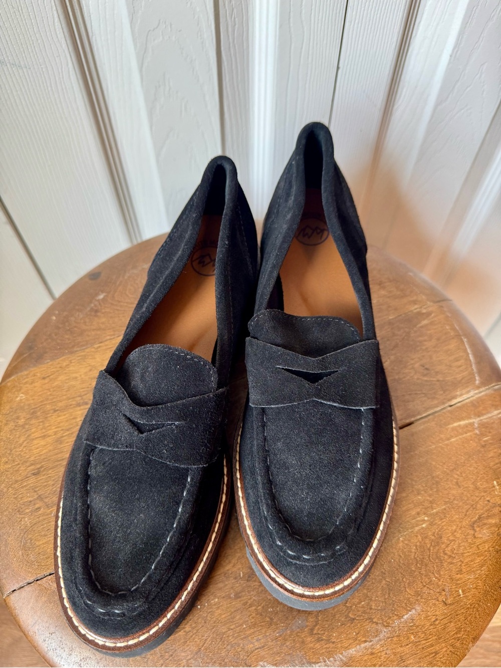 White Mountain Black Suede Slip-On Loafers - Picture 2 of 5